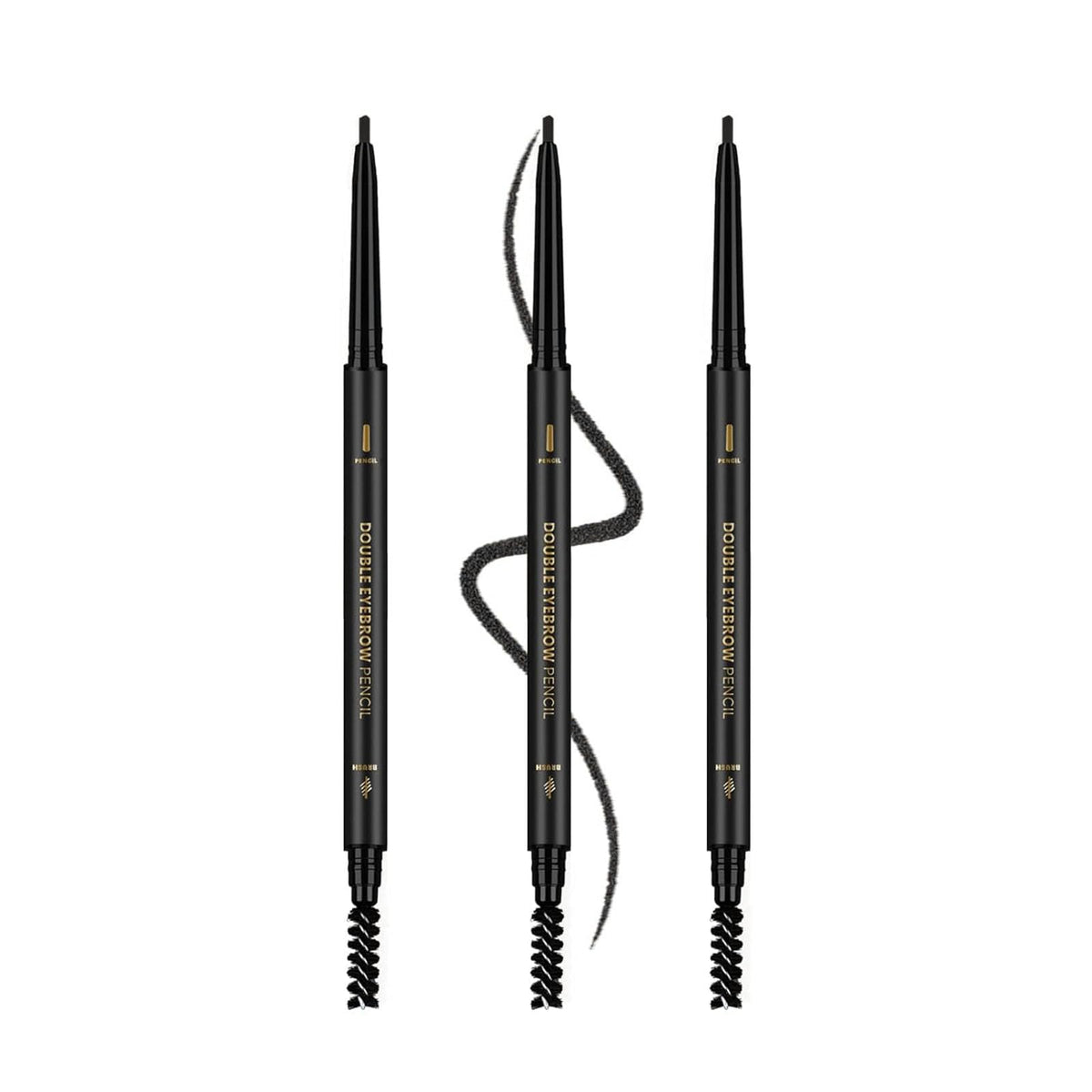 O'Cheal 3Pcs Black Eyebrow Pencil Set - Waterproof, Longwearing, Precision With Spoolie Brush