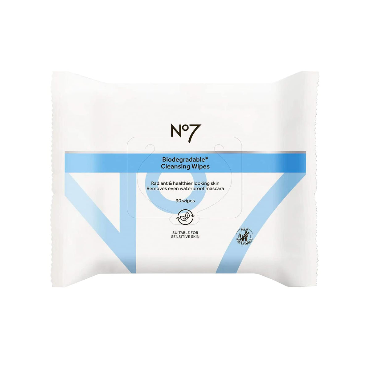 No7 Biodegradable Cleansing Wipes - Makeup Remover For Waterproof Mascara, 30 Count