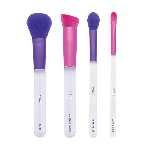 Royal & Langnickel Moda Brush Complexion Set - 4Pc Purple Synthetic Makeup Brushes