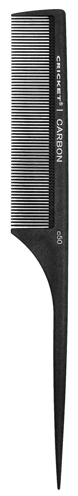 Cricket C50 Professional Hair Stylist Carbon Fine Tooth Rattail Comb AntiStatic Heat Resistant Style Combs for Styling Teasing 