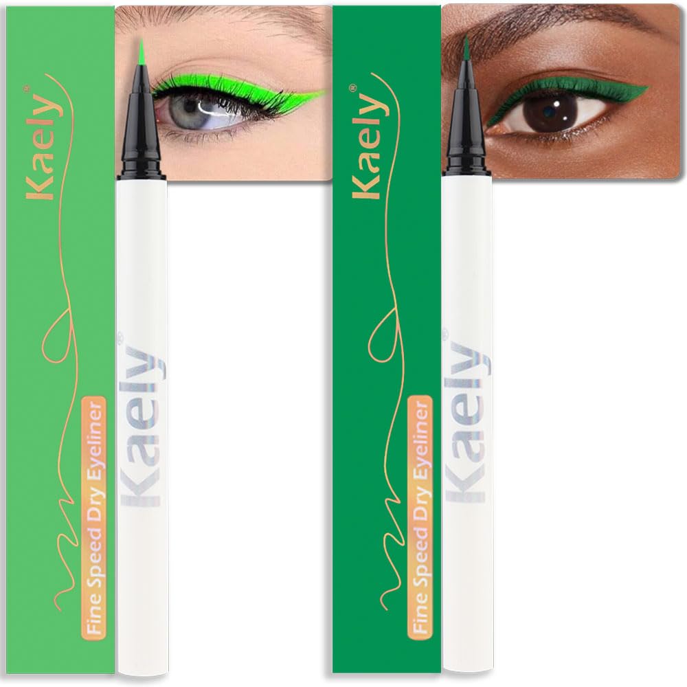 Evpct 2Pcs Waterproof Colored Eyeliner Set - Light & Dark Green, Long Lasting Liquid Liner