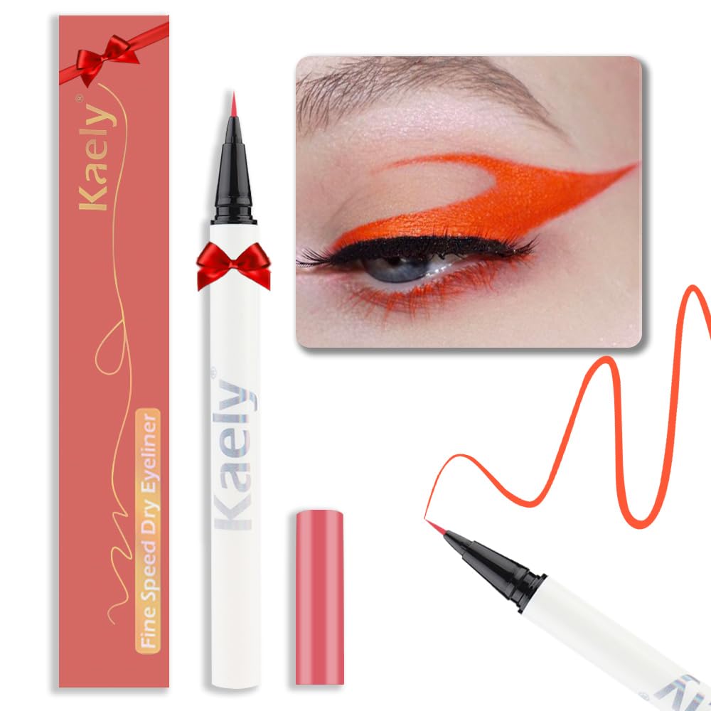 Kaely Waterproof Orange Red Liquid Eyeliner Pencil - Smudge Proof Matte Cat Eye Makeup