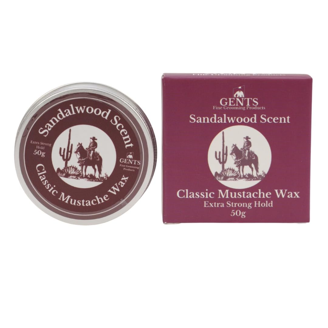 G.B.S Gents Sandalwood Mustache Wax – Strong Hold, Natural Finish, 2.1 Oz – Woodsy Scent