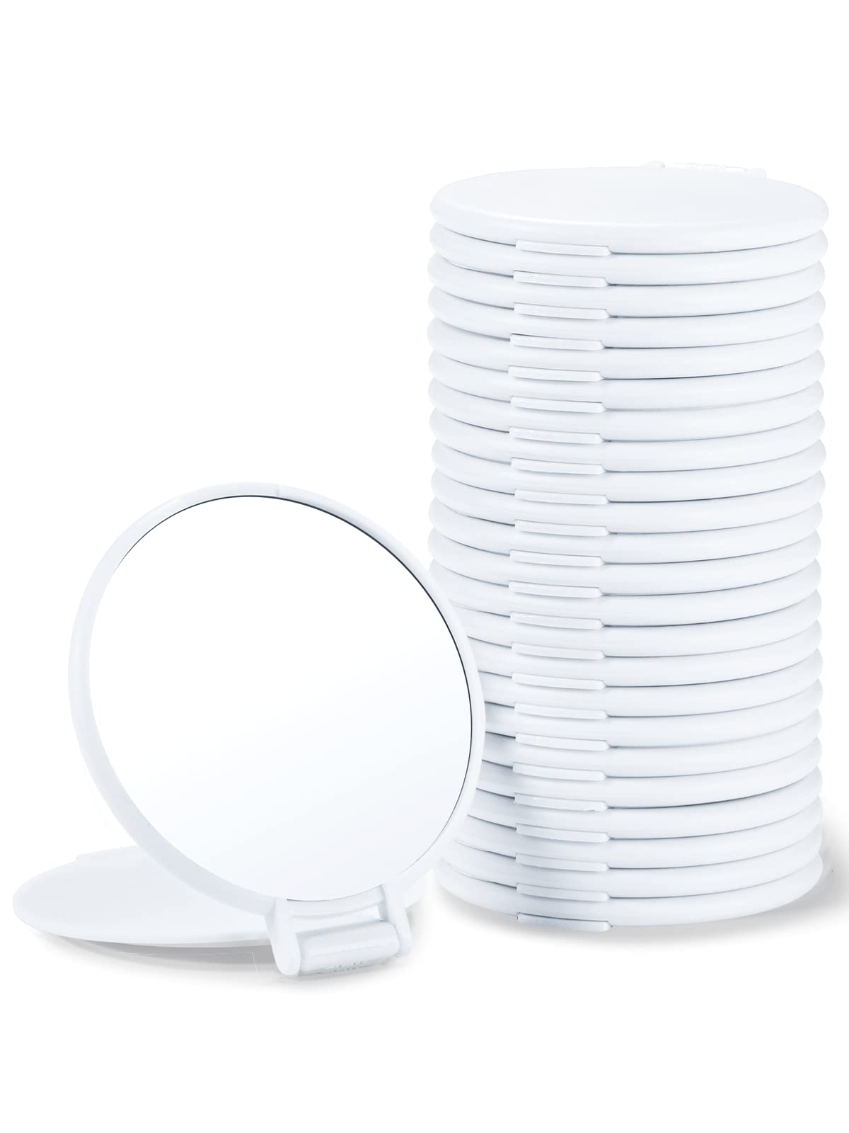 Getinbulk Compact Round Makeup Mirror Set Of 24 - White Portable Purse Mirrors