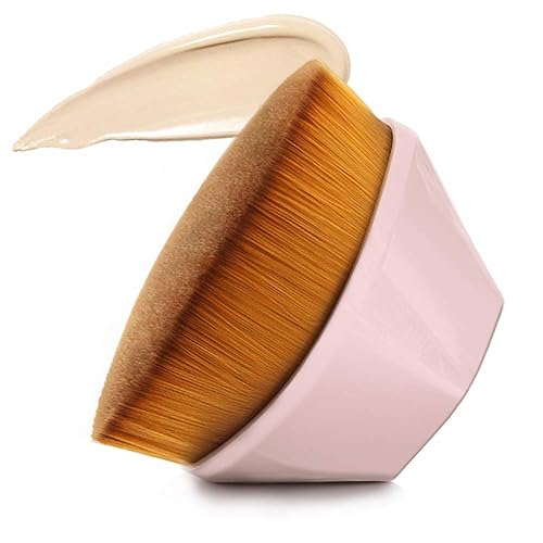 Daubigny Flat Top Kabuki Makeup Brush - Blending Liquid & Powder, Light Pink with Case