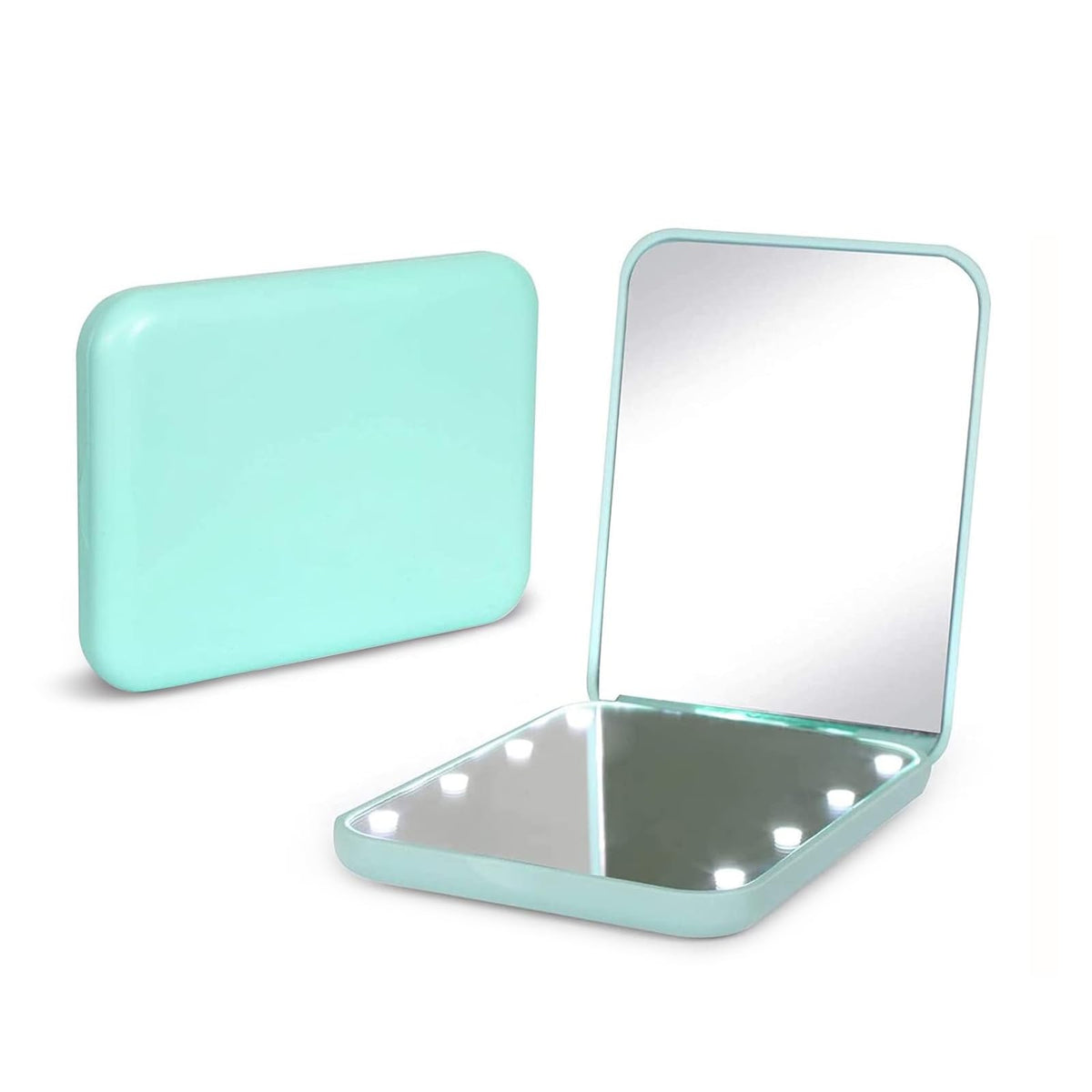 Kintion Compact Makeup Mirror With Led Light, 1X/3X Magnification, Portable Folding Mirror, Cyan