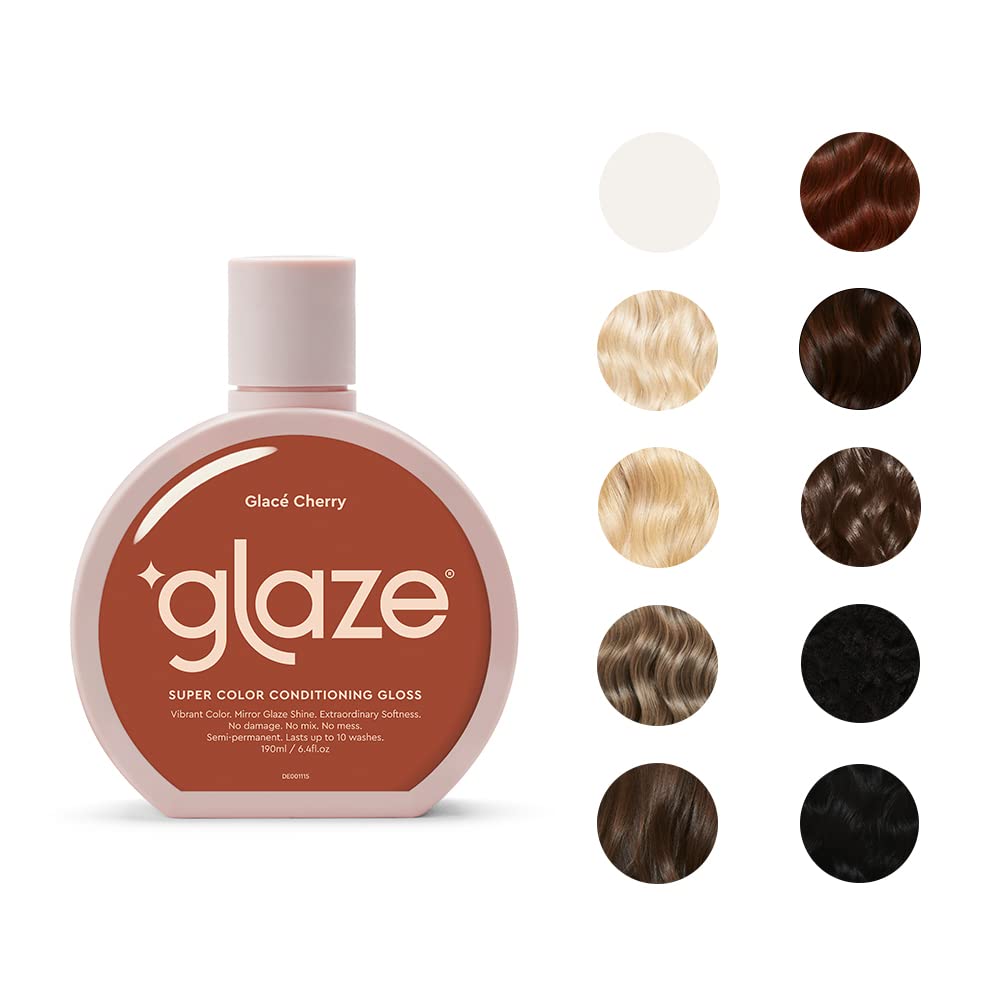 Glaze Super Color Gloss Hair Treatment - 6.4Oz, Semi-Permanent Dye, No Mix, Glace Cherry