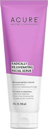 Acure Radically Rejuvenating Facial Scrub - Anti-Aging Exfoliation With Moroccan Red Clay, 4 Oz