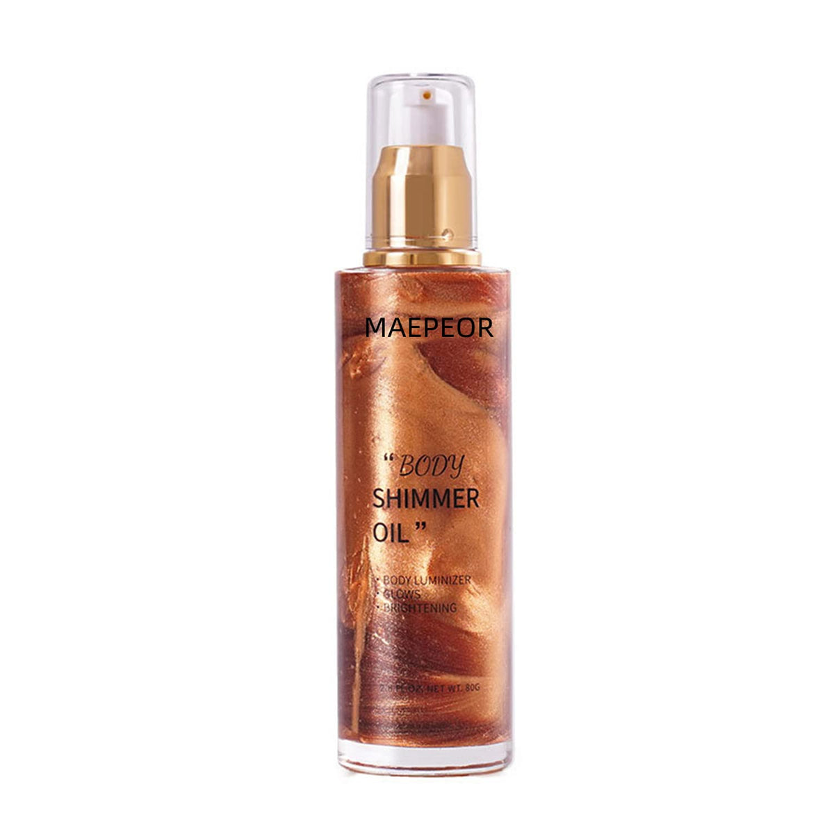 MAEPEOR Shimmer Body Luminizer 2.8 Fl Oz - Bronze Gold Moisturizing Glow Highlighter for Face &