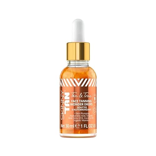 Skinny Tan Gradual Tanning Drops with Hyaluronic Acid - Even Skin Tone & Enhance Complexion 1 oz