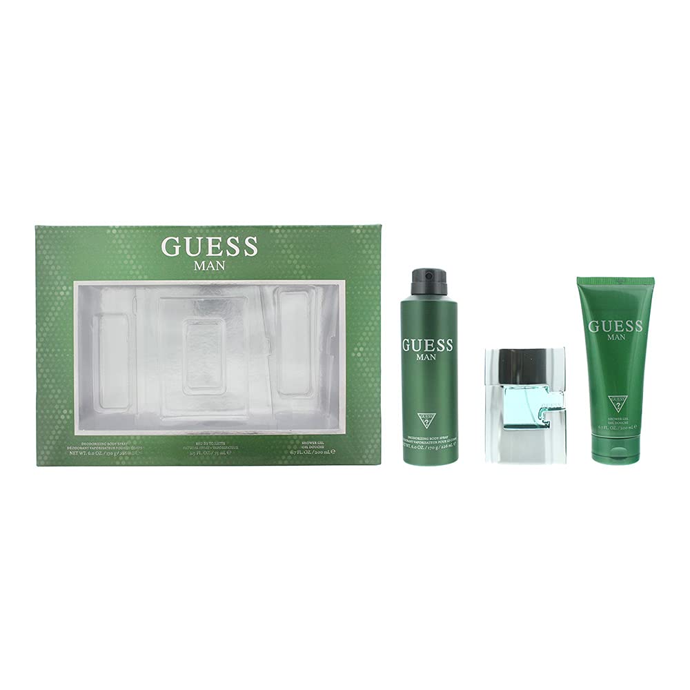 Guess Man Gift Set - 3 Pc 2.5Oz Edt Spray, 6Oz Body Spray, 6.7Oz