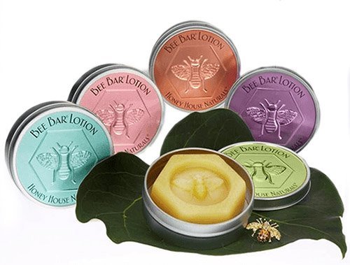 Honey House Naturals Large Bee Bar Lotion Bar Set - 5 Scented Bars In Embossed Tin Case