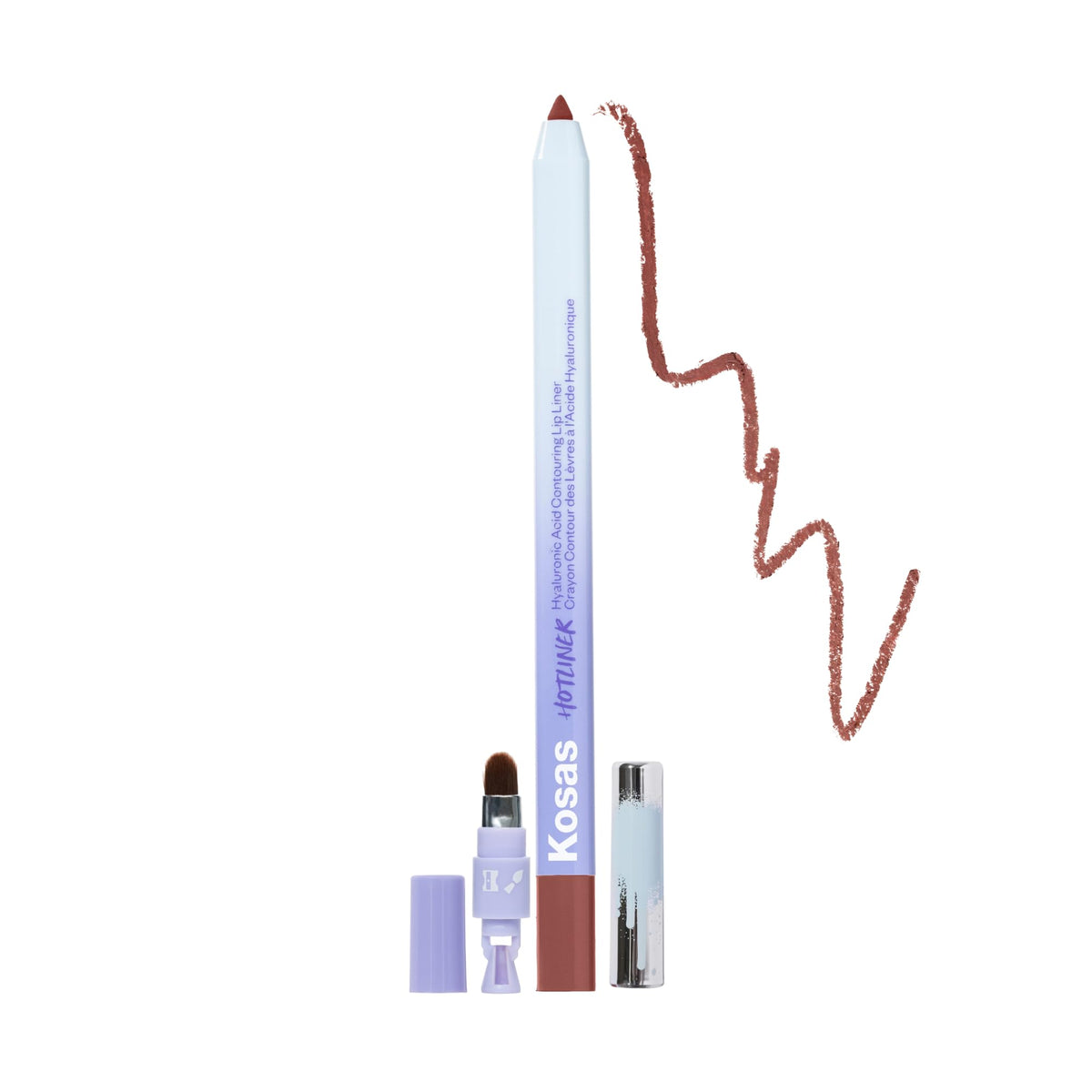 Kosas Hotliner Lip Liner Pencil - Hydrating, Long-Lasting, Warm Pinky Brown, Includes Brush & Sharpener