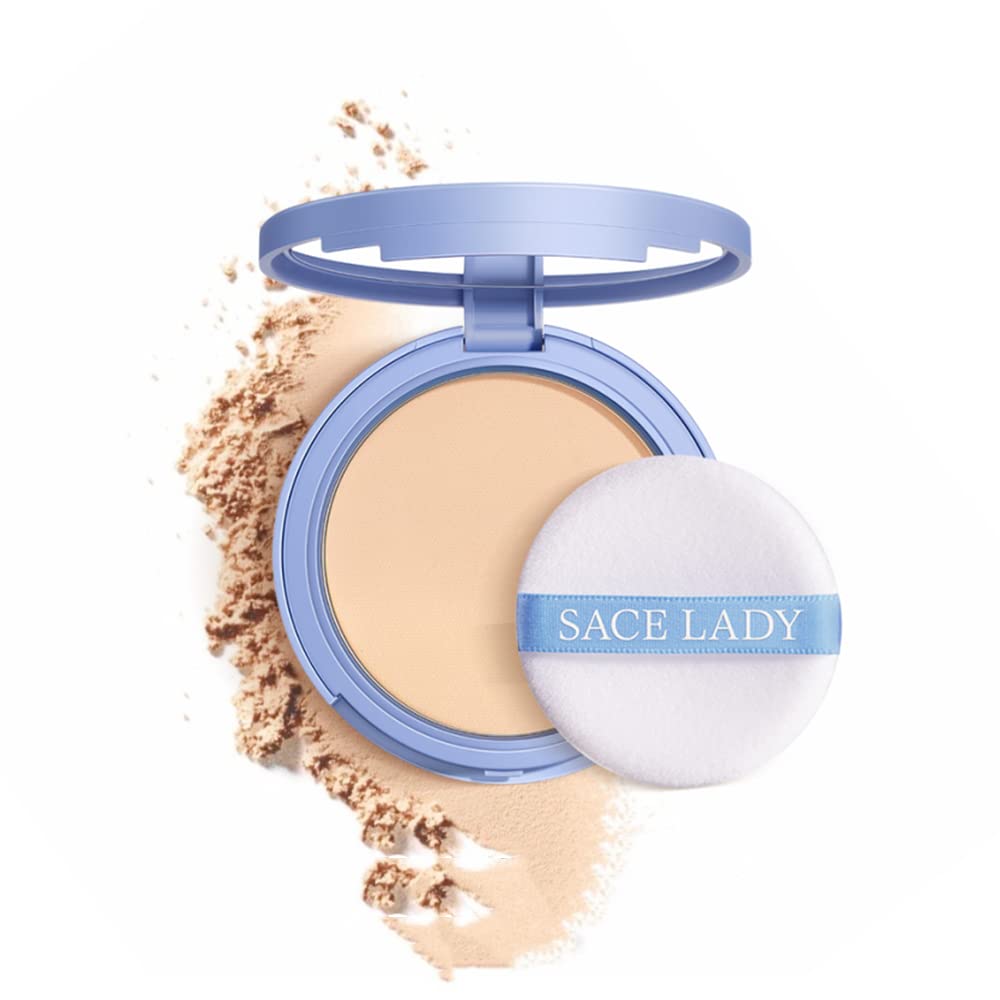 Sace Lady Face Pressed Powder - Shine Control, Smooth Fine Lines, Long Lasting, 0.28Oz