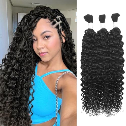 Nerumo 24&quot; Water Wave Human Hair Extensions - 150G Boho Braids, Virgin Brazilian, No Weft