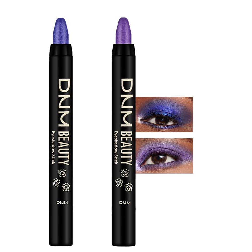 Kaely Waterproof Cream Eyeshadow Sticks Set - Blue & Purple Shimmer, 2 Count