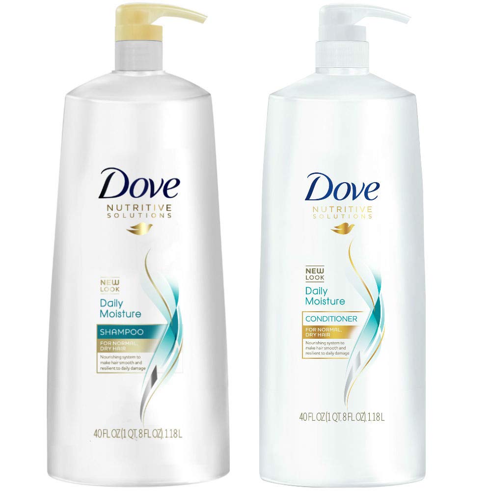 Dove Daily Moisture Shampoo & Conditioner Duo Set, 40 Oz Pump Bottles, Hydrating Care