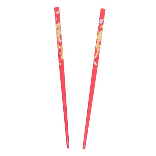 Motique Accessories Red Wooden Hair Sticks Set - Chinese Dragon Chopsticks, 2 Count