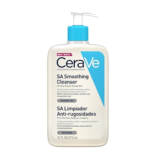 Cerave Sa Smoothing Cleanser 473Ml - Gentle Exfoliating Face Wash For Soft, Smooth Skin