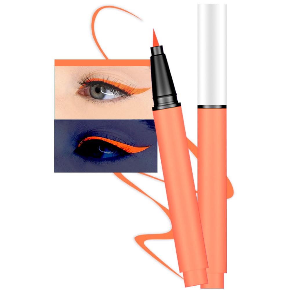 Evpct Uv Neon Liquid Eyeliner Pencil, Waterproof, High Pigment, 12# Neon Orange Red, Glow In Dark