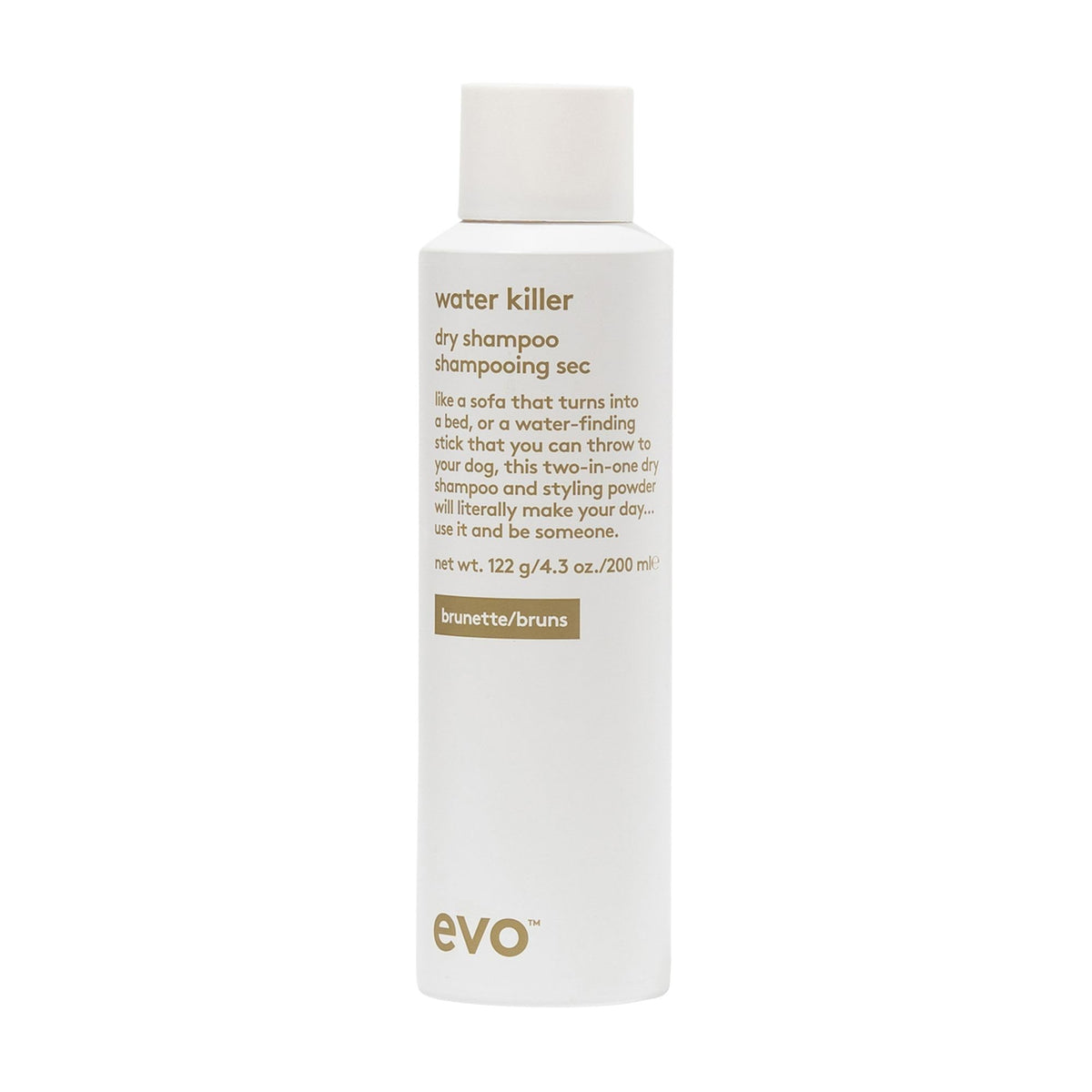 Evo Water Killer Dry Shampoo For Brunette - Oil Absorbing Styling Spray 200Ml/4.3Oz