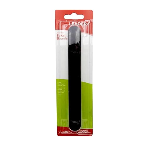 Leader Professional-Grade Coarse Black Nail Files - 2 Count Aluminum Oxide Salon Boards