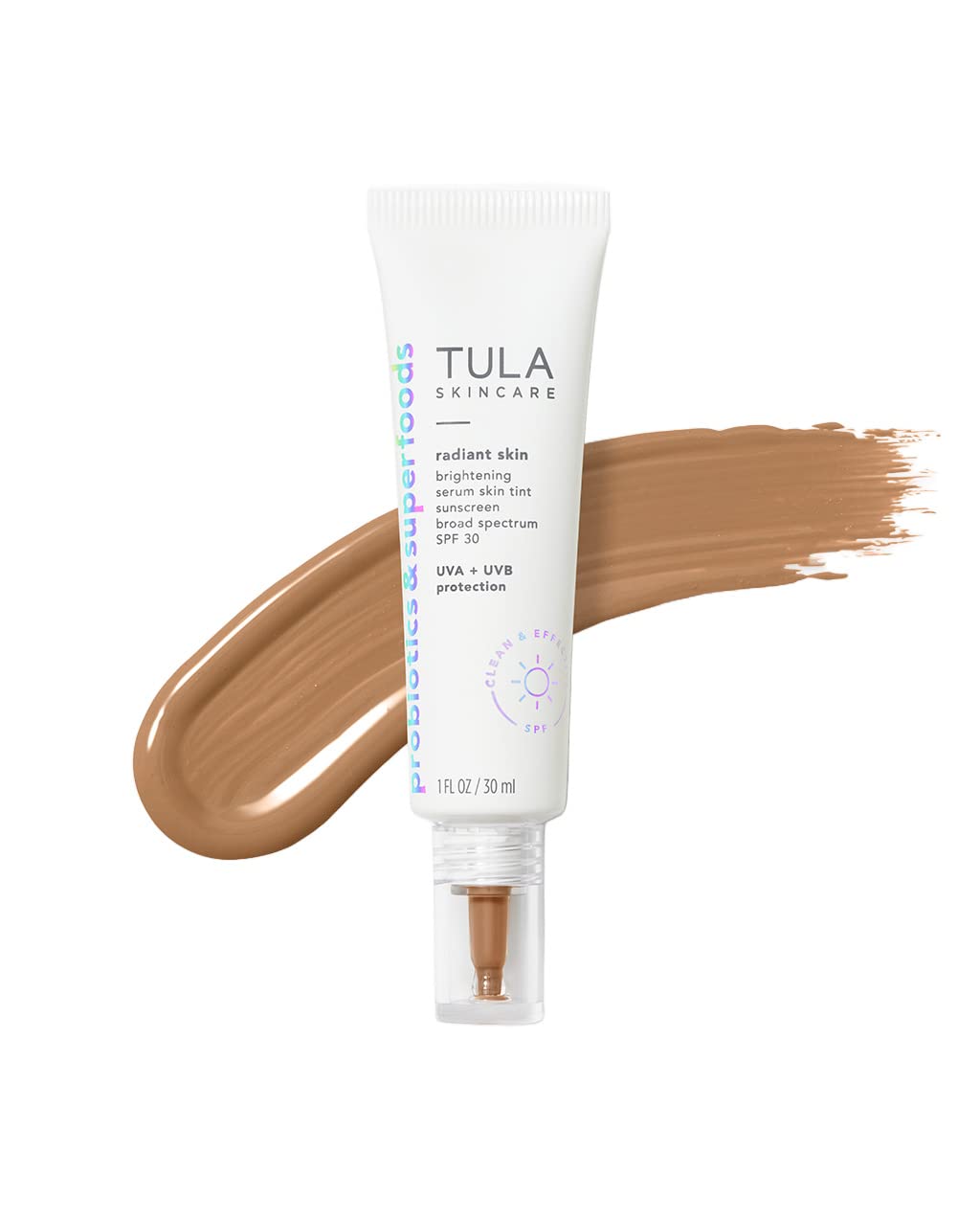 TULA Radiant Skin Brightening Serum Tint SPF 30 - Shade 19, 1 fl oz Facial Sunscreen