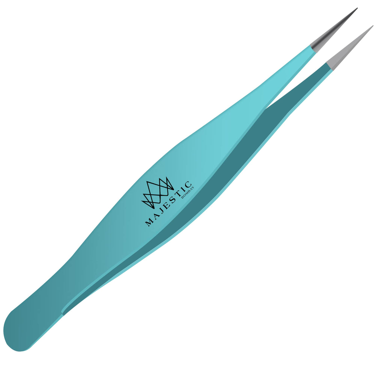 Majestic Bombay Teal Blue Fine Point Tweezers for Hair, Ticks & Splinters - Surgical Precision