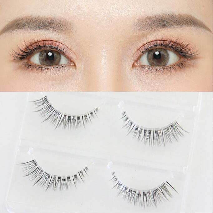 Lasgoos 3D Natural Look False Eyelashes, Clear Band, 2-10Mm, 3 Pairs For Daily