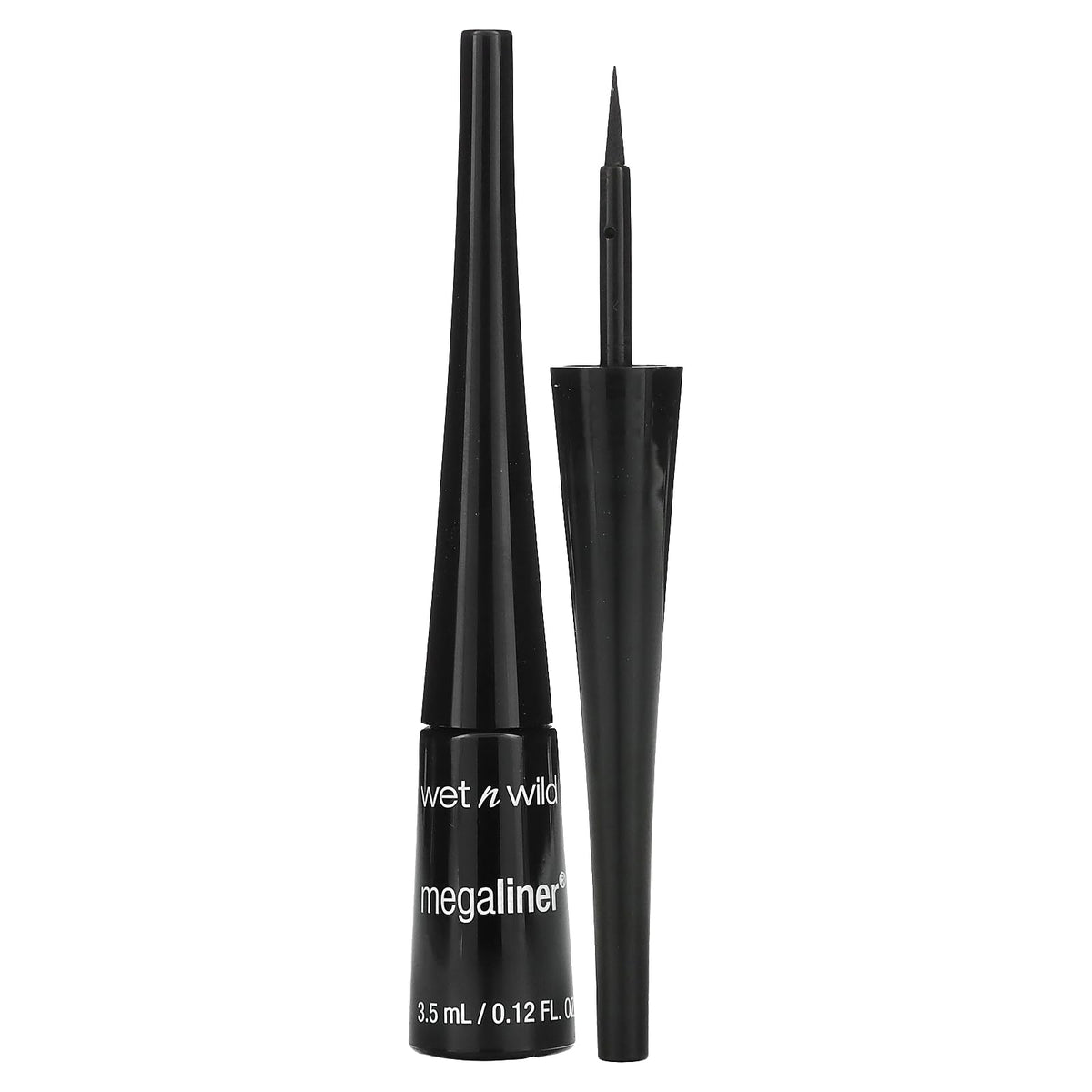 Wet N Wild Megaliner Liquid Eyeliner - Black, 0.12 Fl Oz - Precision Liquid Liner