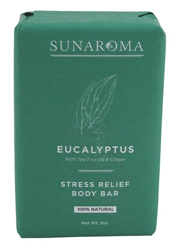 Sunaroma Eucalyptus & Tea Tree Soap Bar - 8 Ounce (3 Pack) - Refreshing & Natural Cleanse