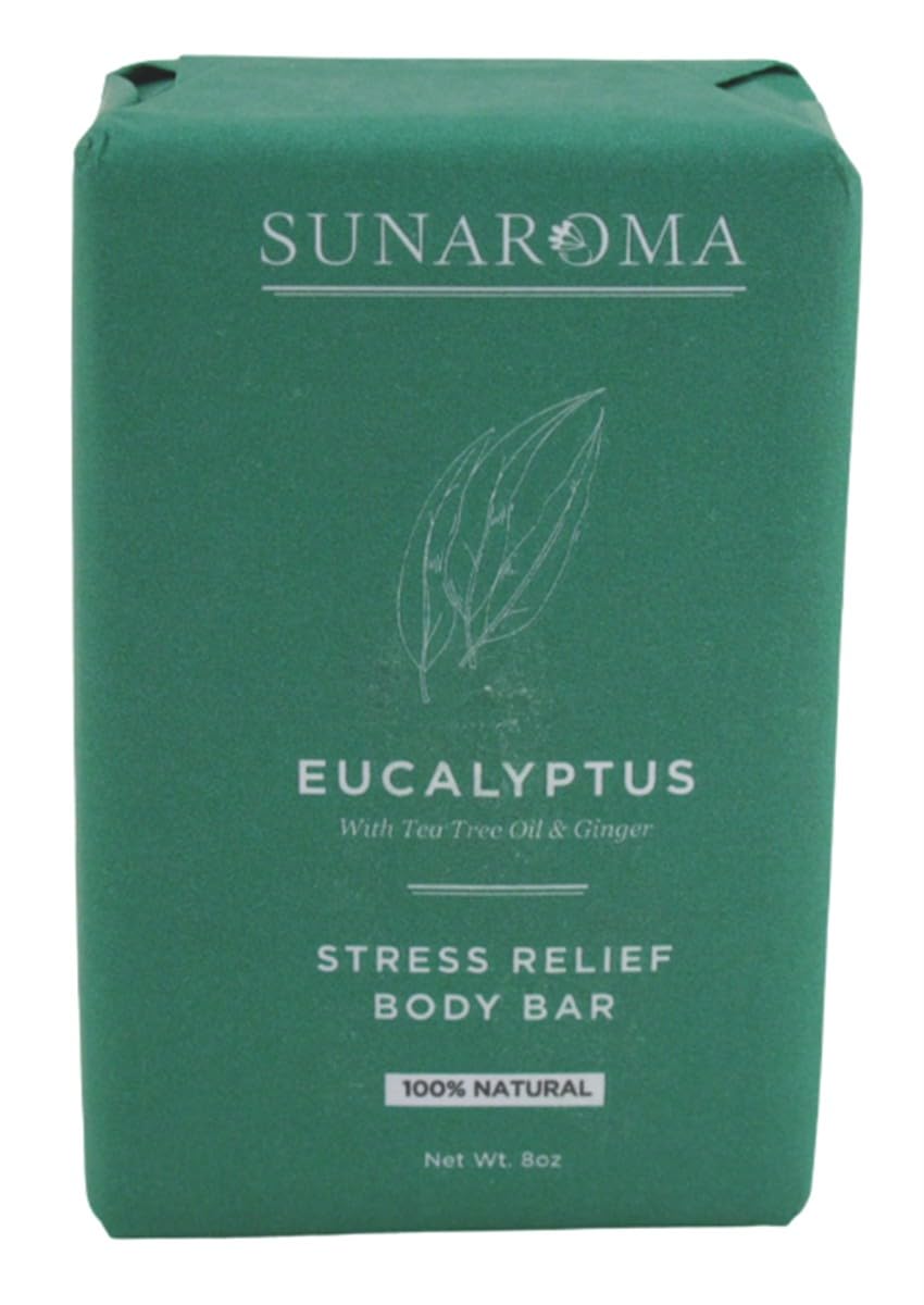 Sunaroma Soap Bar Eucalyptus With Tea Tree + Ginger 8 Ounce (6 Pack)