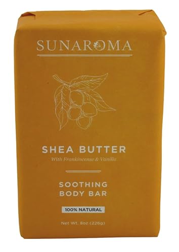 Sunaroma Shea Butter Soap Bar, 8 Ounce (Pack Of 2) - Moisturizing & Nourishing Cleanser