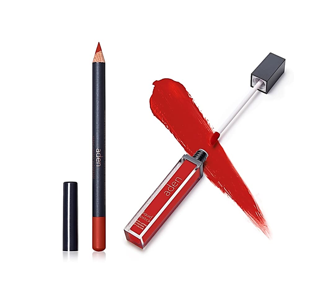 Aden 2-In-1 Matte Liquid Lipstick & Lip Liner Set - 21 Coral - Non-Smudge, Quick Dry, Hyd