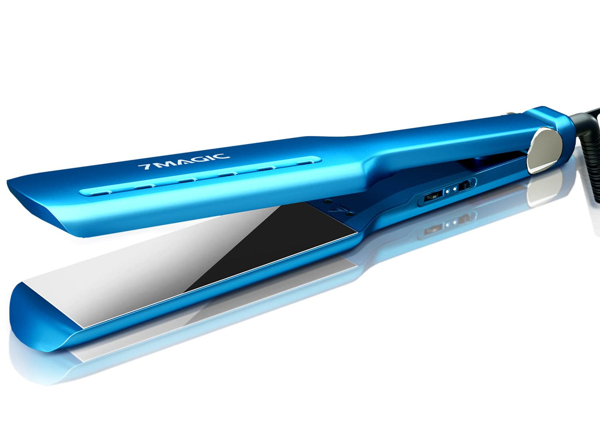 7Magic Nano Titanium-Plated Hair Straightener - 1.7&quot; Flat Iron For Wet To Dry Hair, 5 Temp Settings