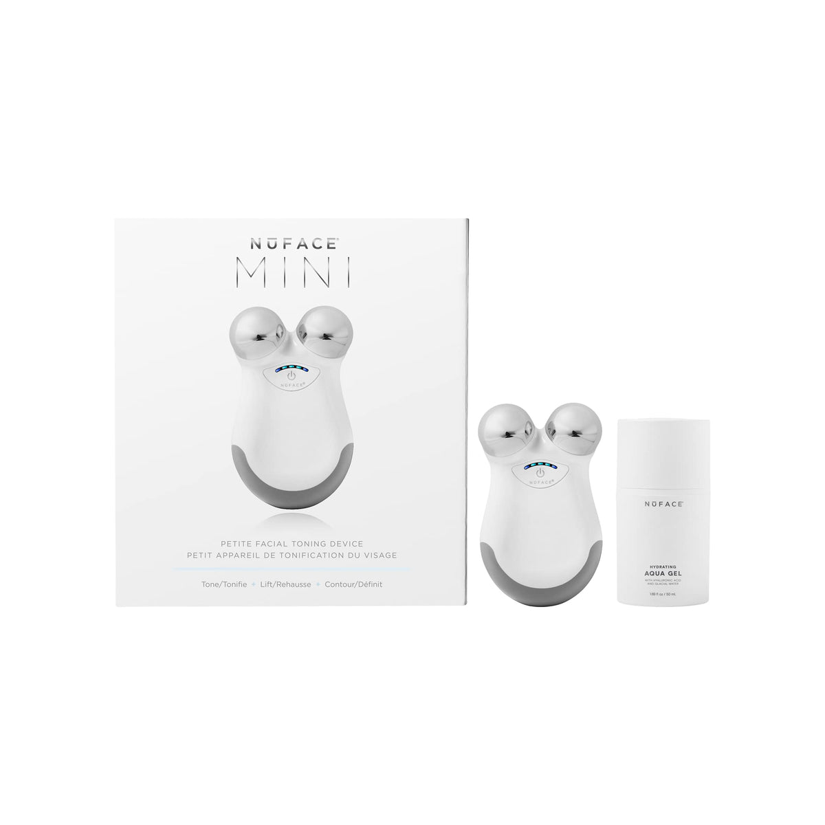 Nuface Mini Facial Toning Device Starter Kit With Hydrating Gel - White, 1.69 Fl Oz