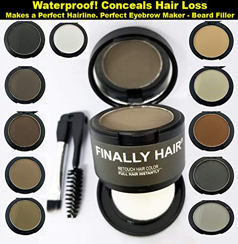 Finally Hair Waterproof Dab-On Hair Loss Concealer, Dark Grey - Hairline Creator & Beard Filler