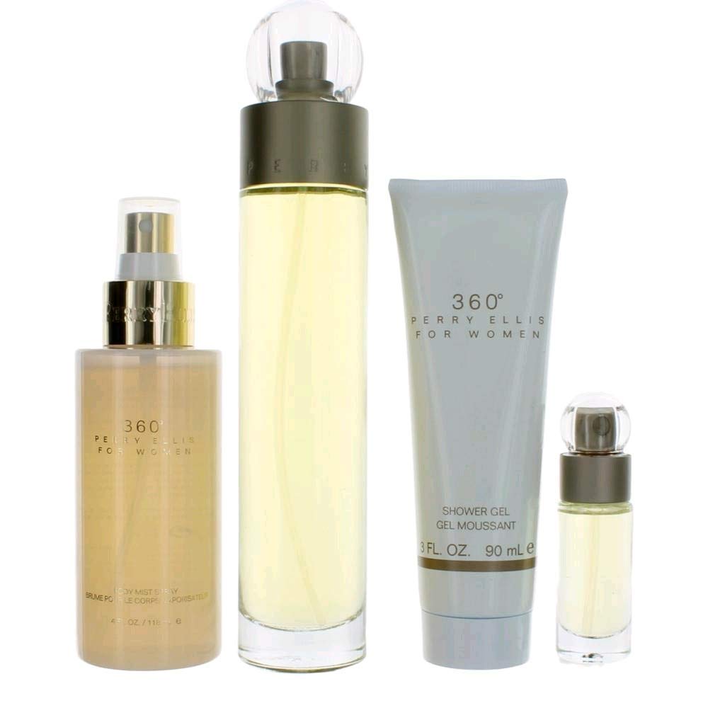 Perry Ellis Fragrances 360 Gift Set For Women, 4-Piece, 3.4 Oz - Elegant Fragrance Collection