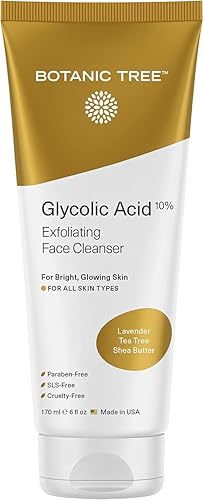 Botanic Tree Glycolic Acid Face Wash, Exfoliating Cleanser With Aha & Salicylic Acid, 6 Fl Oz