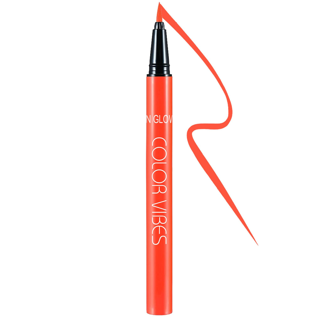 DELISOUL UV Neon Liquid Eyeliner - Waterproof Matte Colored Eye Liner, Neon Red-Orange