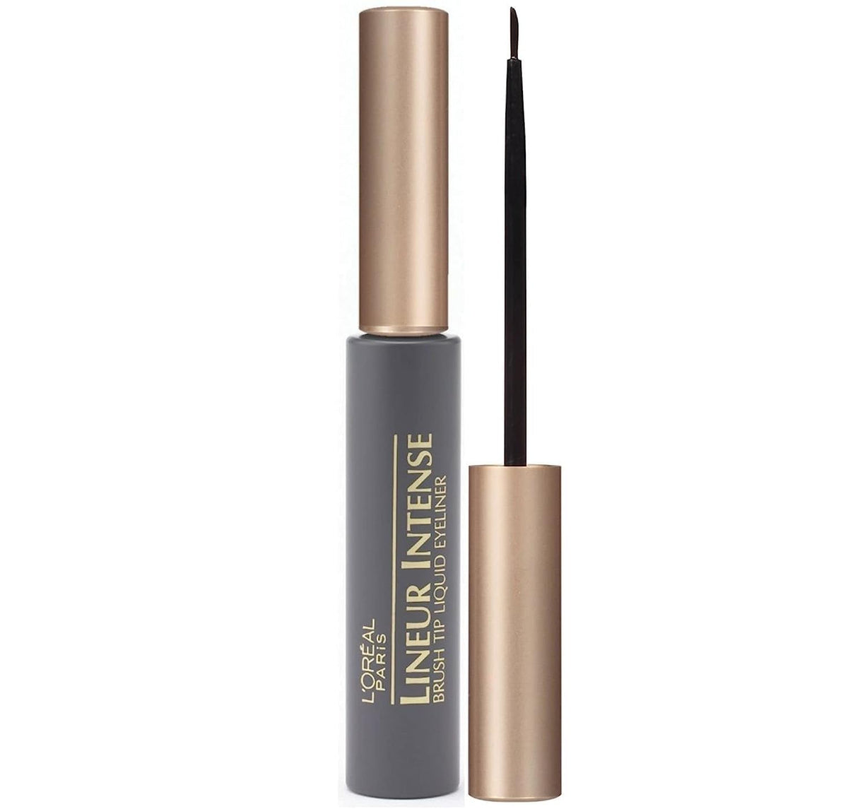 L'Oreal Paris Intense Brush Tip Liquid Eyeliner, Black, 0.24 Fl Oz, Long-Lasting Formula