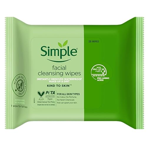 Simple Cleansing Facial Wipes, 25 Count, Pack Of 6 - Gentle Skin Care, Makeup Remover