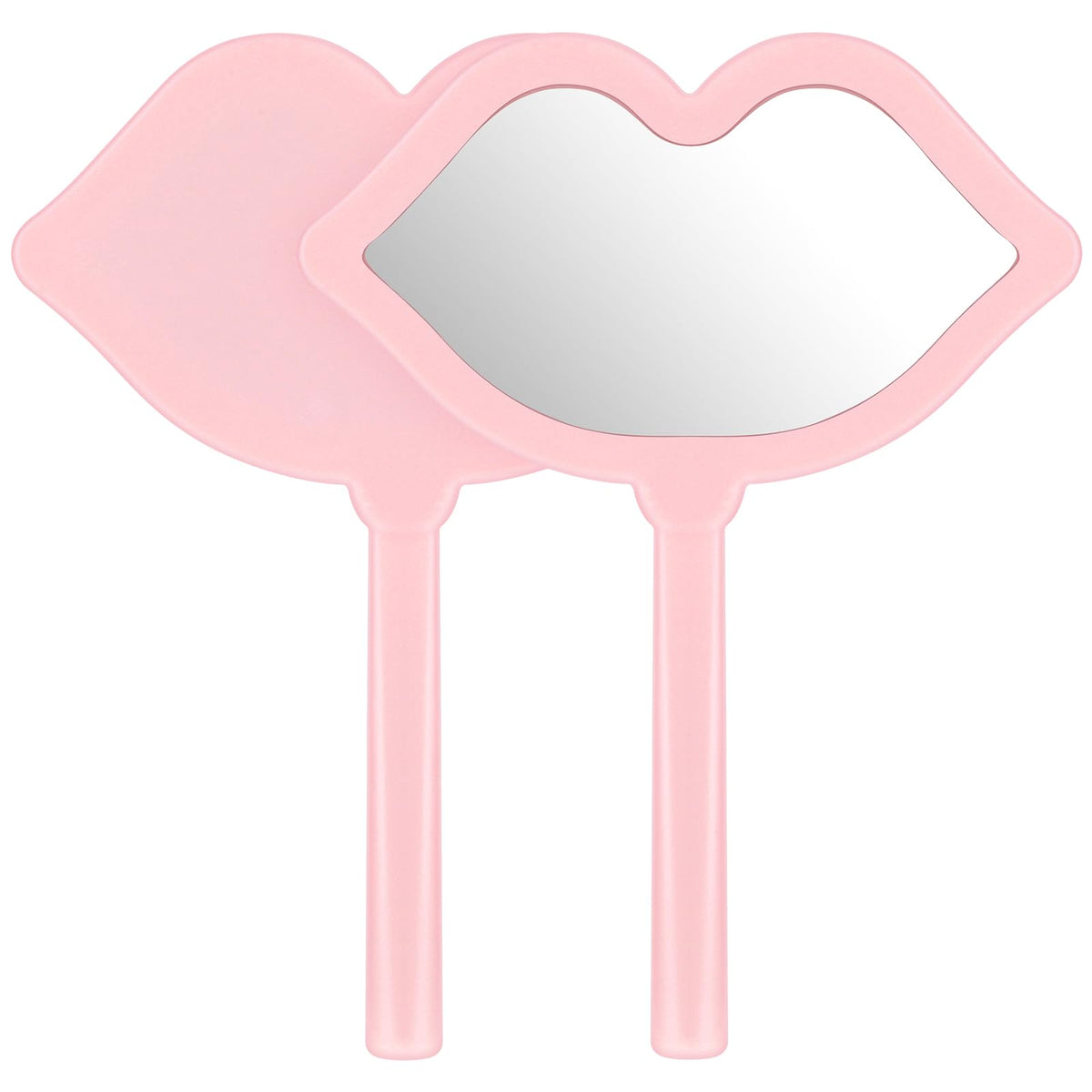 Gjinxi Pink Lip Shaped Handheld Makeup Mirror, 6.3X4.7 Inches, Portable Cosmetic Mirror For Travel