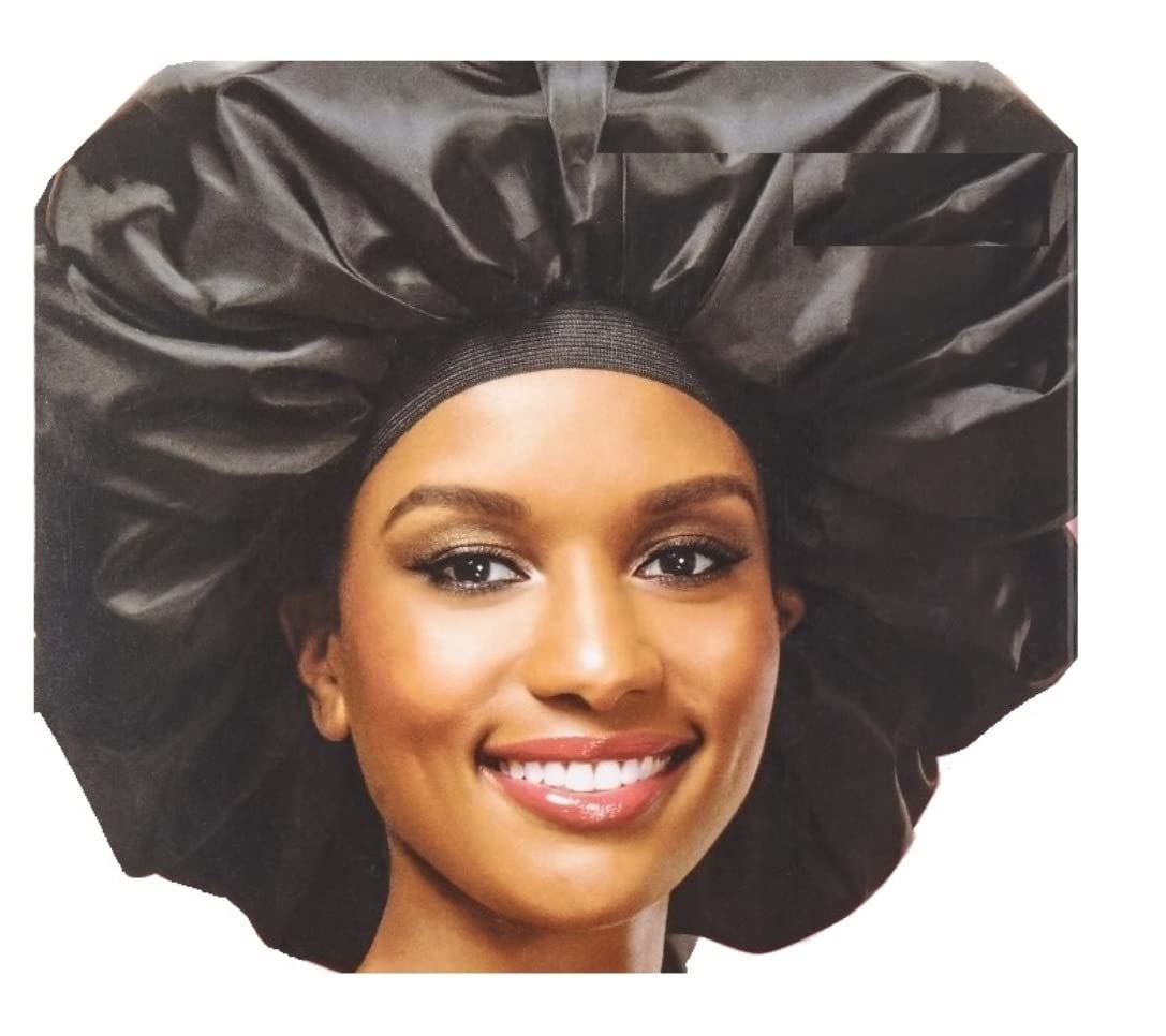 Kiss Red Satin Day & Night Cap, Black Super Jumbo, Pack Of 2 - Hair Protection & Comfort