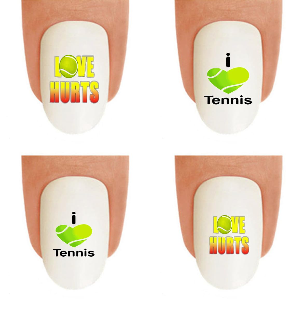 Hipzysticky Tennis Love Hurts Nail Decals - Waterslide Art For Diy Nail Accessories