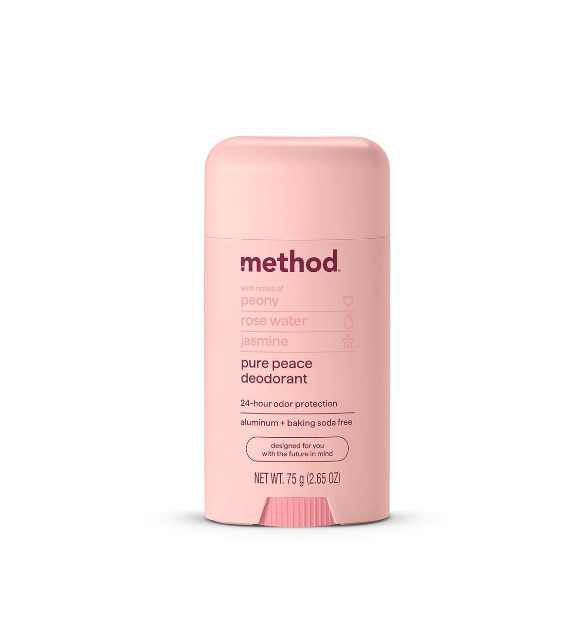 Method Deodorant Pure Peace, Rose Water & Peonies, 24 Hour Odor Protection, 2.65 Oz