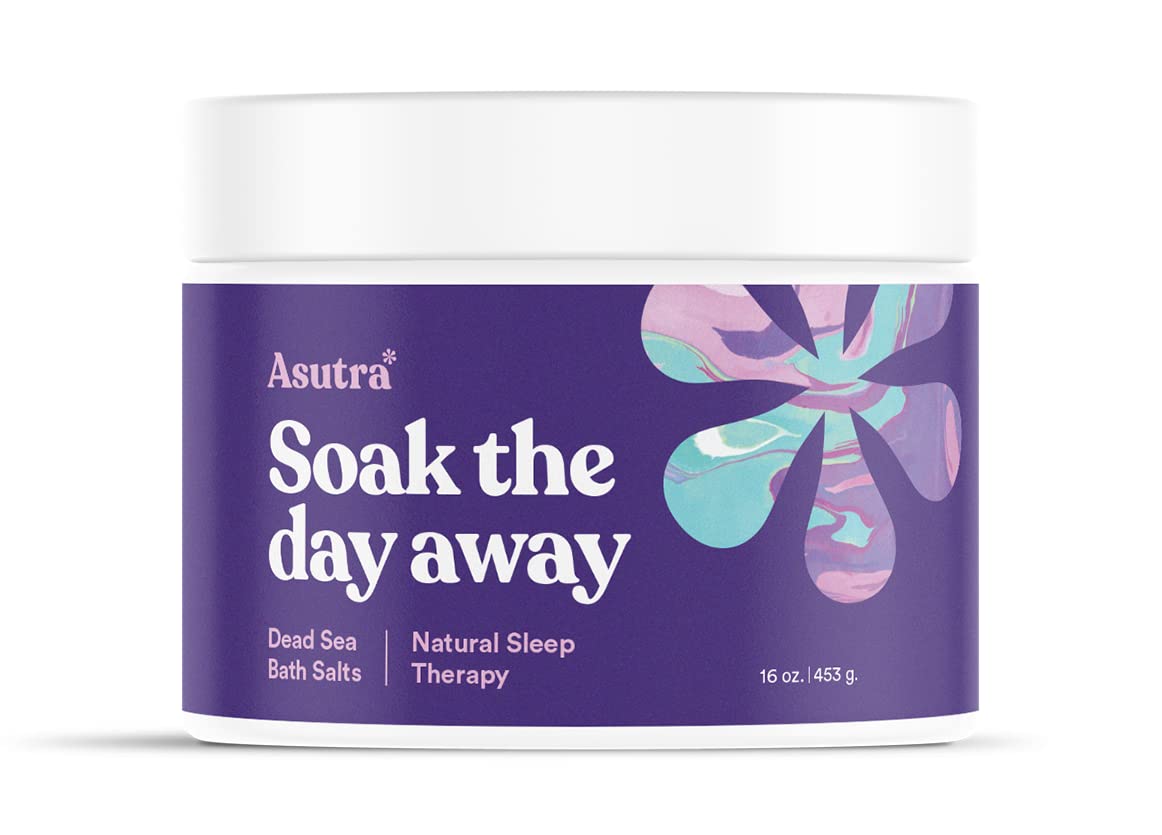 Asutra Dead Sea Bath Salts, Bedtime Soak With Lavender & Essential Oils, 16 Oz