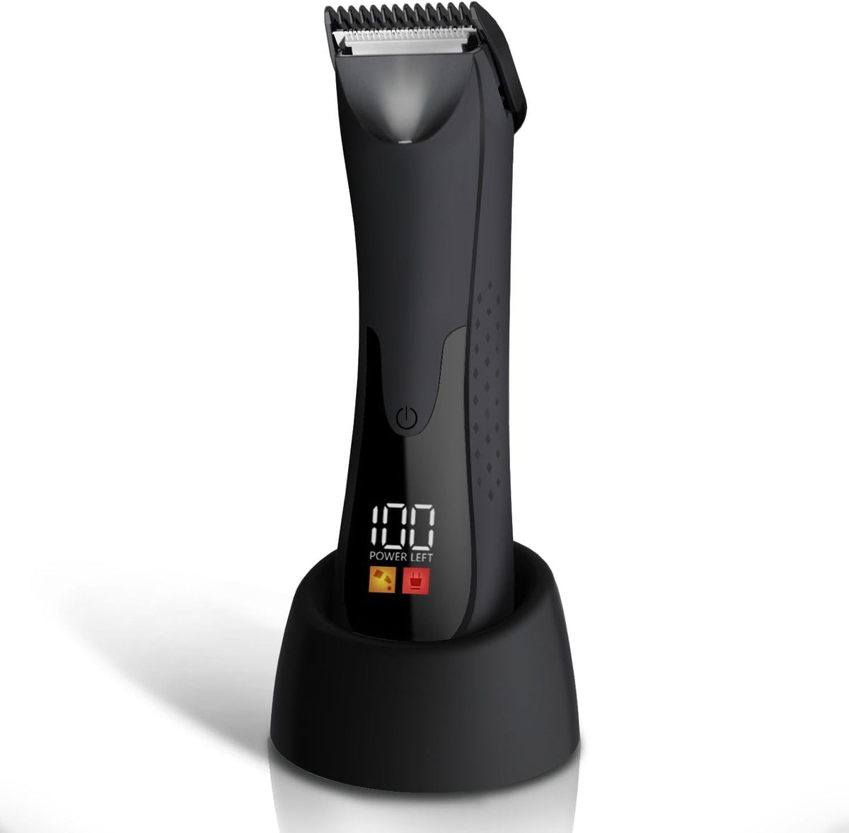 7D24Hcare Waterproof Groin Hair Trimmer For Men, Ceramic Blade, Led Light, Black