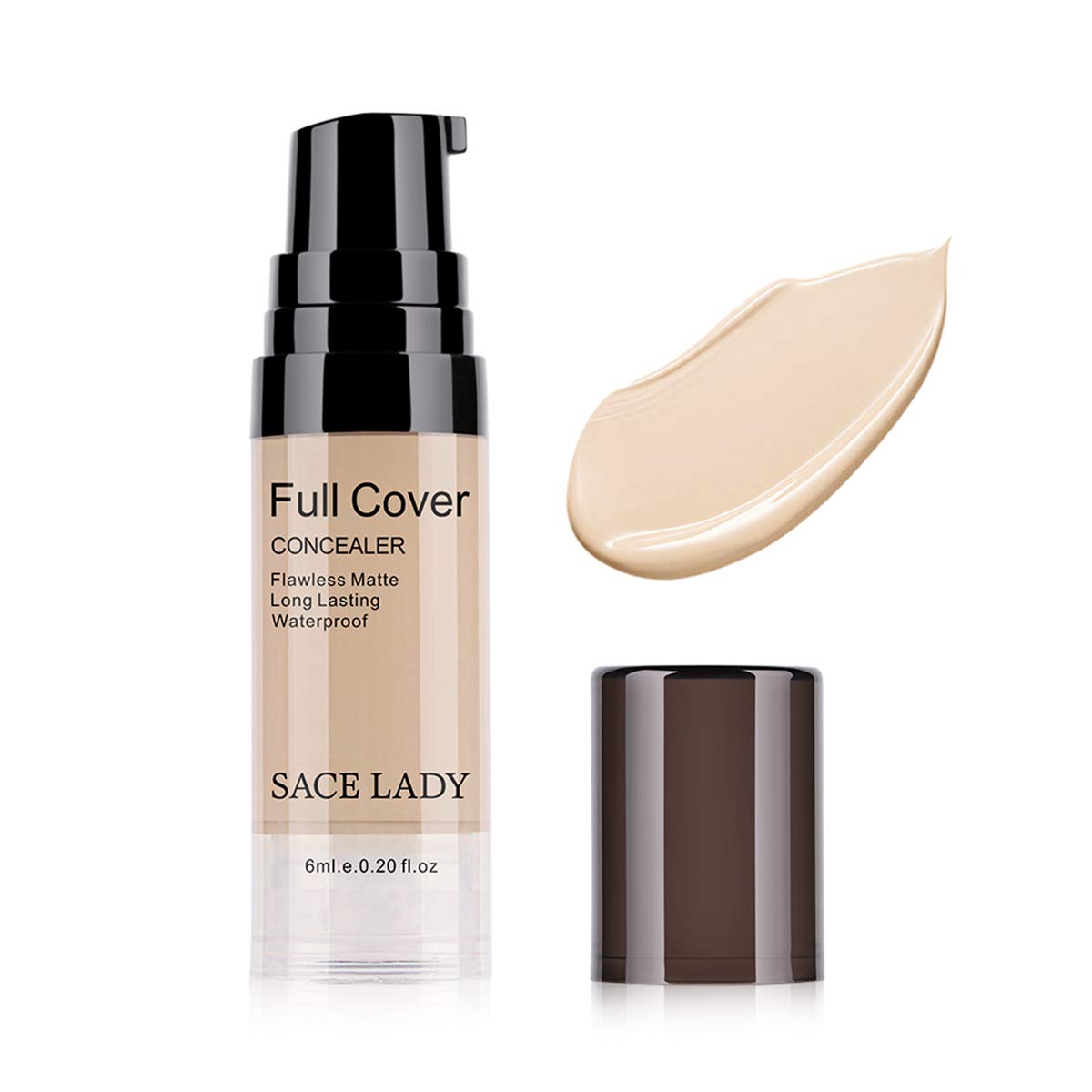 Sace Lady Pro Full Cover Liquid Concealer - Waterproof Matte Finish, Light Natural, 6Ml