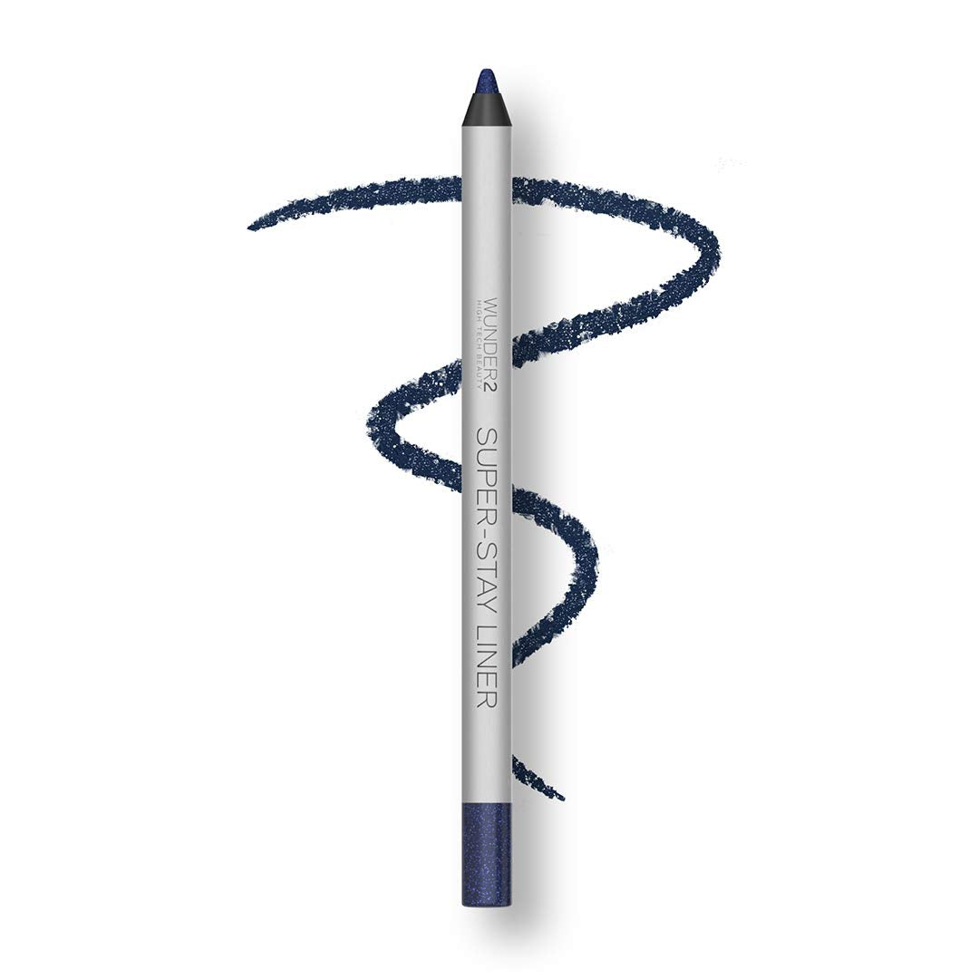 Wunder2 SUPER-STAY Glitter Navy Blue Eyeliner Pencil, 0.2g - Long-Lasting Makeup Essential